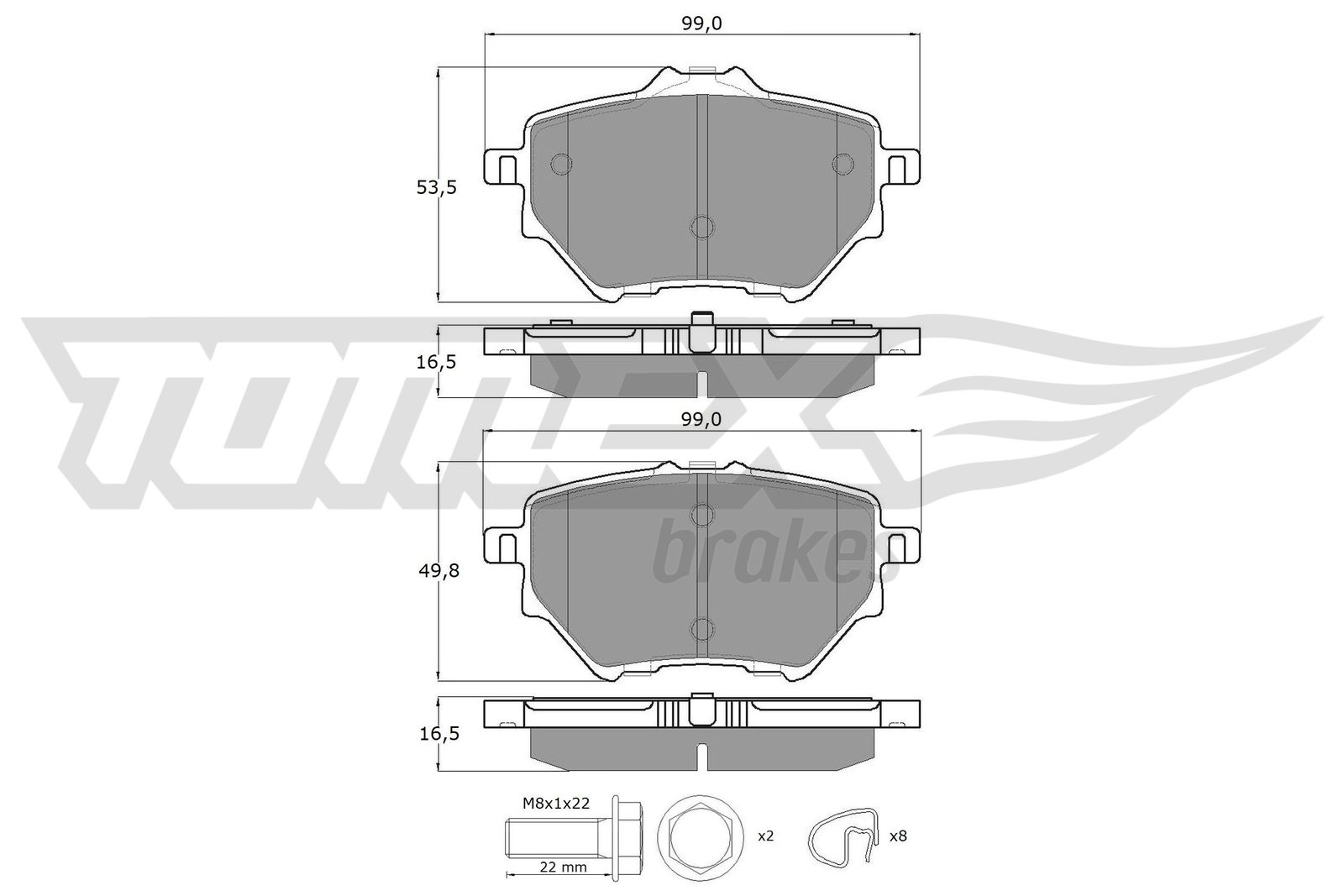 Sada brzdových platničiek kotúčovej brzdy TOMEX Brakes